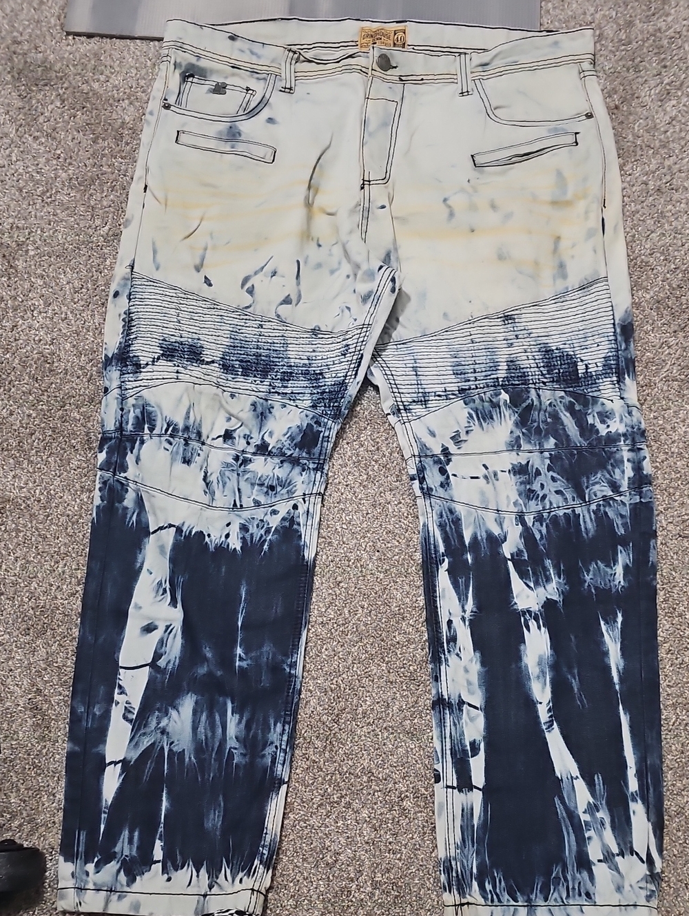 Men's Straight Tie-Dye Jeans in White and Navy - Classic Straight Fit